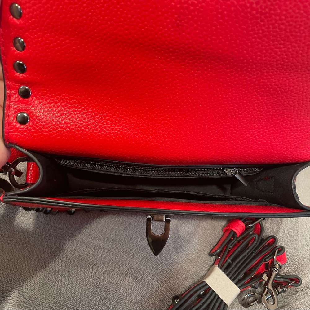 Ruby Red Crossbody Bag With Rainbow Strap - image 6